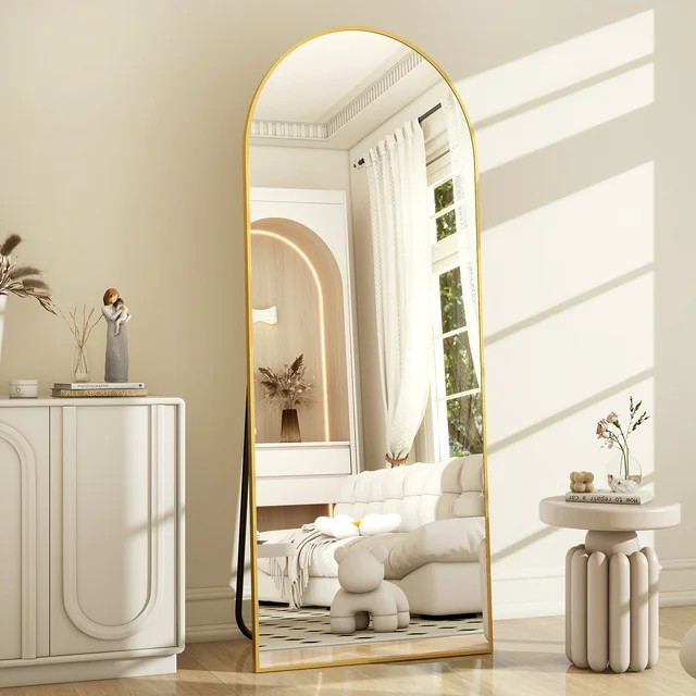 BEAUTYPEAK 64"x 21" Full Length Mirror Arched Standing Floor Mirror Full Body Mirror, Gold | Walmart (US)