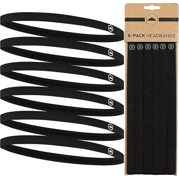 Tough Headwear Thin Elastic Headbands for Men - Sports Hair Head Band for Women & Men - Non Slip ... | Amazon (US)
