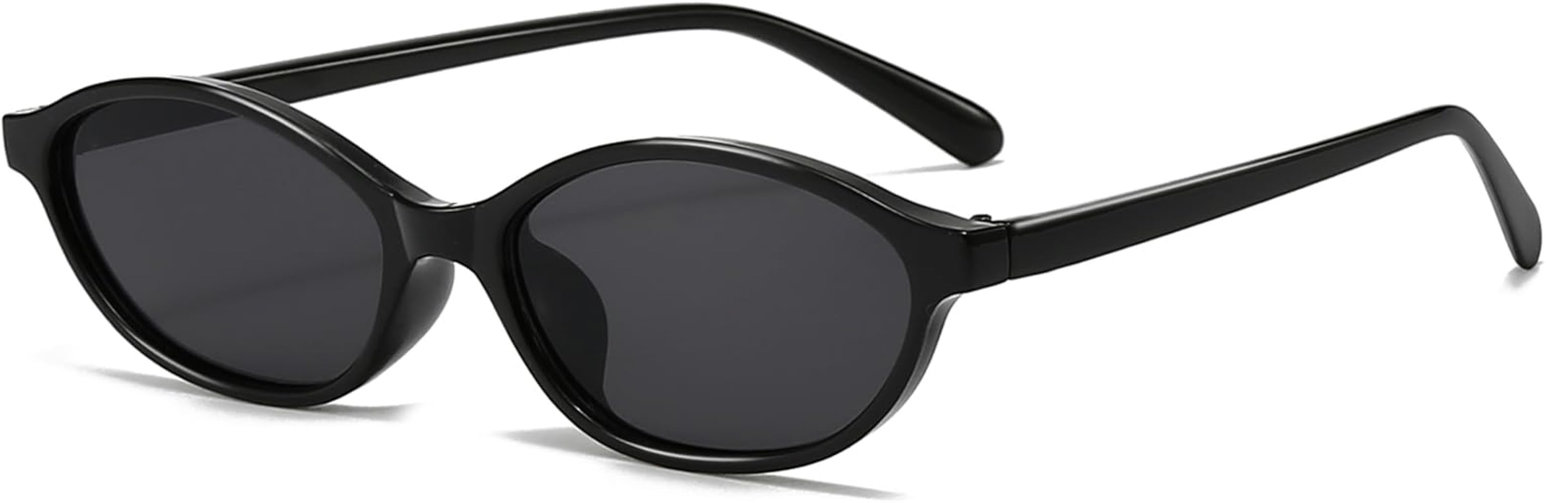 Retro Oval Sunglasses for Women Trendy Oval Narrow Cat Eye Sunnies 90s Vintage Shades | Amazon (US)