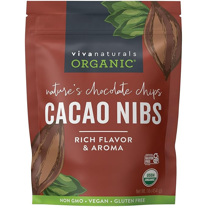 Viva Naturals Organic Cacao Nibs, Unsweetened, 1 LB (454 g), Keto Friendly, Vegan, Non-GMO, Glute... | Amazon (US)