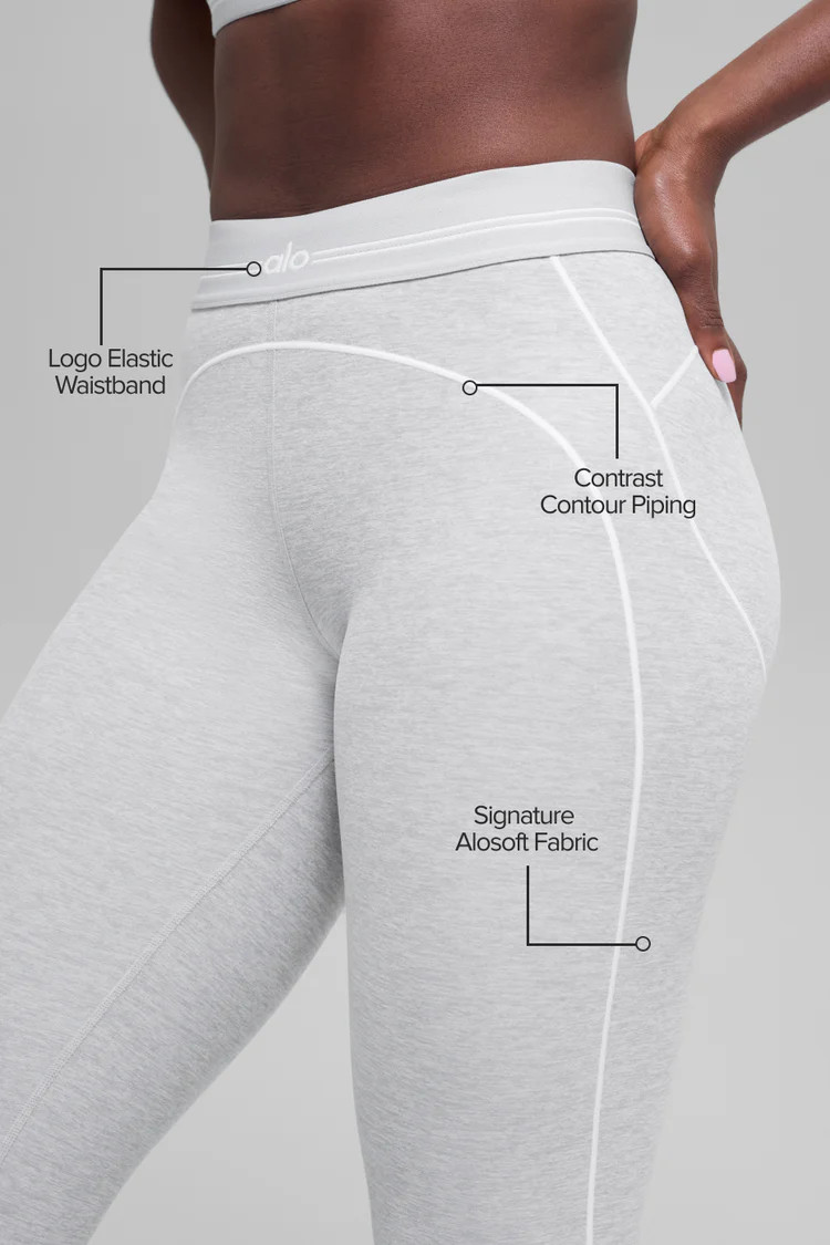 7/8 High-Waist Alosoft Heart Throb Legging - Athletic Heather Grey/White | Alo Yoga (US)