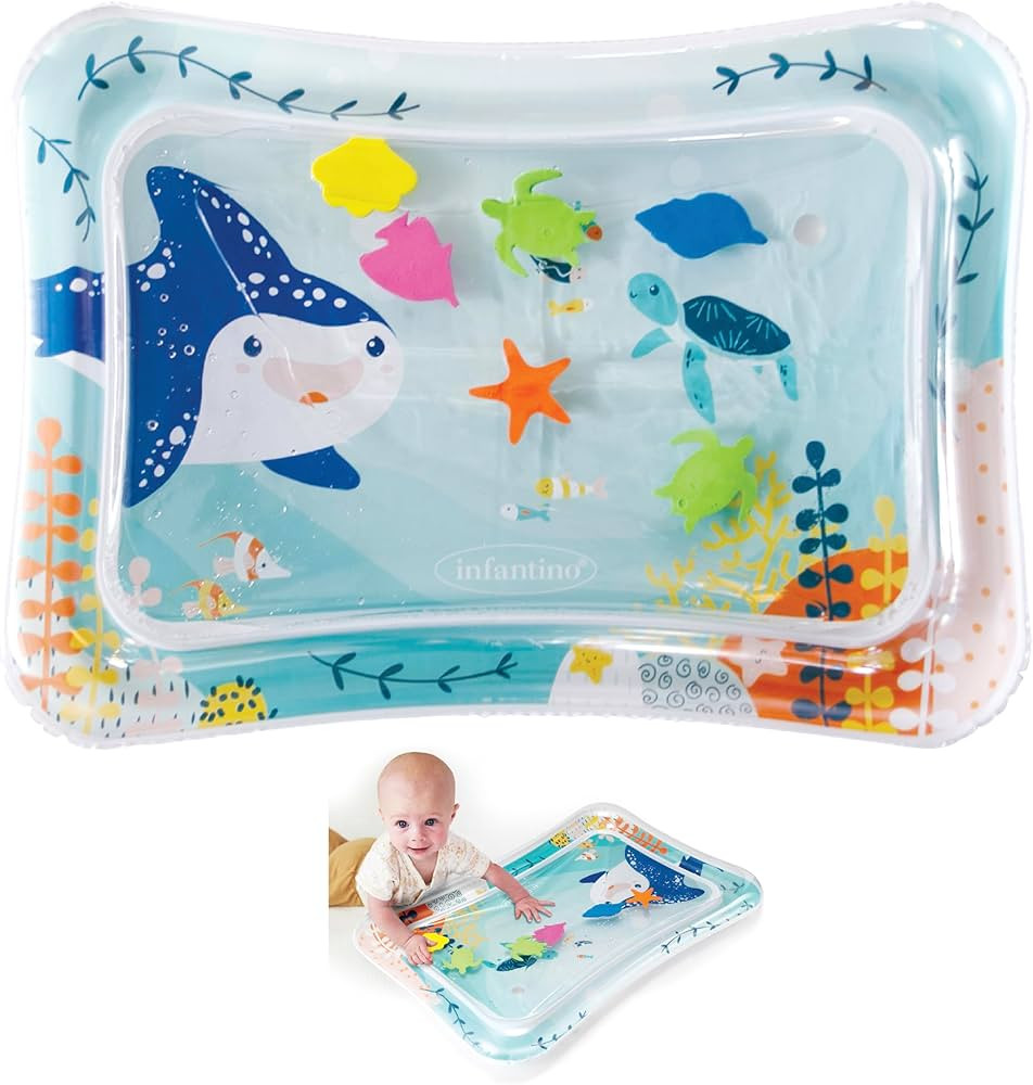 Infantino Jumbo Pat & Play Water Mat, Sea-Themed Mess-Free Water Play for Babies, Supports Tummy ... | Amazon (US)