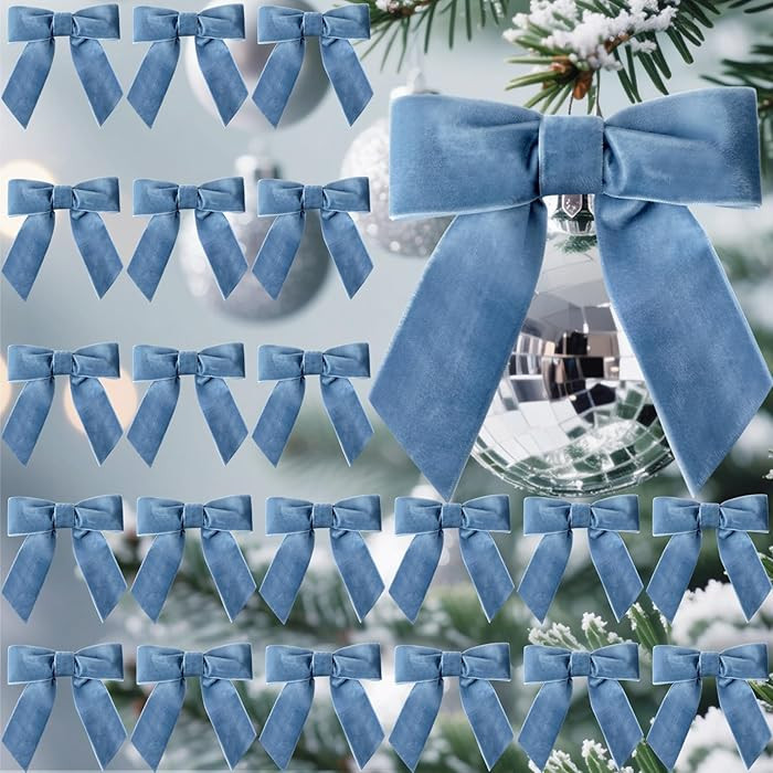 30 Pcs Velvet Ribbon Bows 5" x 4" Pre Tied Christmas Velvet Bows with Twist Tie for Gift Packagin... | Amazon (US)