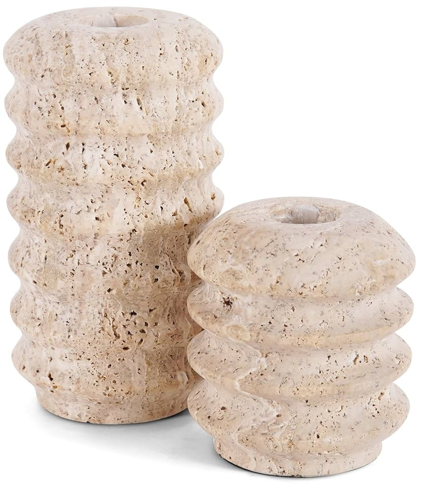 Travertine Candle Holder 5 Inch Handmade Stone Candle Stick Holder for Taper and Pillar Candles -... | Amazon (US)