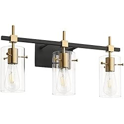 SOLFART Vintage Vanity Light Bathroom Light Fixture Over Mirror for Bath Glass Shade Light Black ... | Amazon (US)