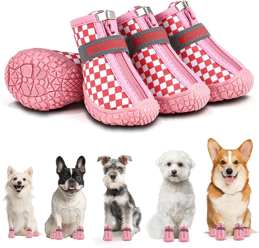 Dog Shoes for Small Dogs: Medium Dog Boots for Summer Hot Pavement, Winter Snowy Day, Indoor Hard... | Amazon (US)