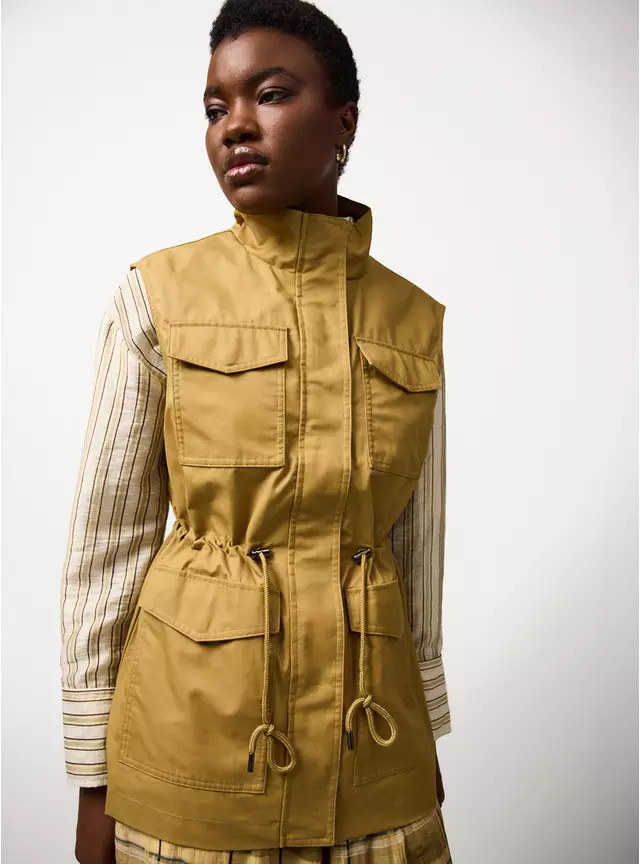 Khaki Utility Gilet S | Tu Clothing