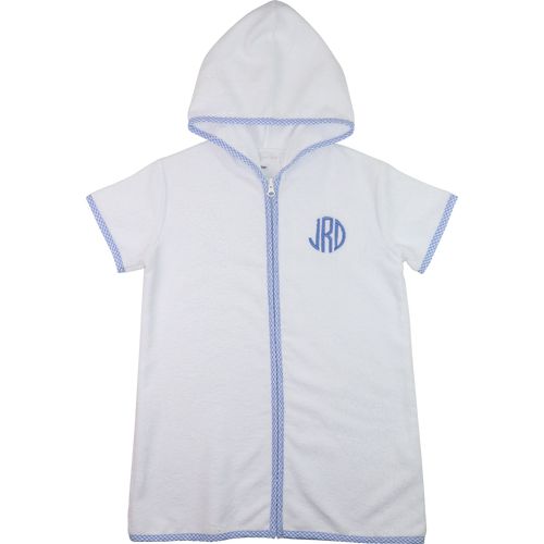 Hooded Blue And White Terry Coverup | Cecil and Lou