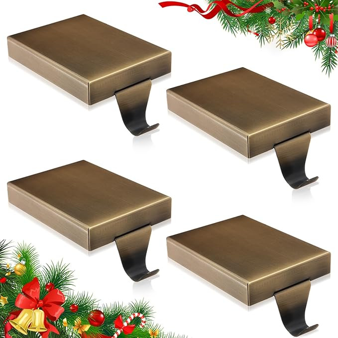 Zonon 4 Pcs Christmas Stocking Holders Metal Stocking Hangers for Mantle Christmas Gift Hanging H... | Amazon (US)