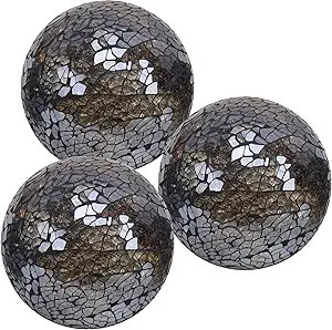 3pcs 3.3 Inch Mosaic Glass Ball Solid Mirror Glass Orbs Crackl Sphere DIY Decoration Table Center... | Amazon (US)