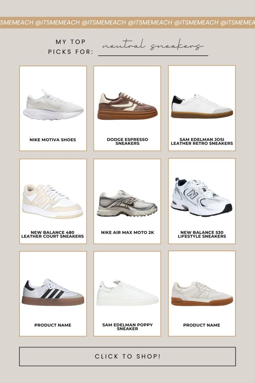 These are my top picks for neutral sneakers that go with everything. I love having a good neutral sneaker on rotation because they pair perfectly with leggings, jeans, dresses — basically all the mom-uniform staples. 

 #LTKGiftGuide #LTKootd #LTKmomlife