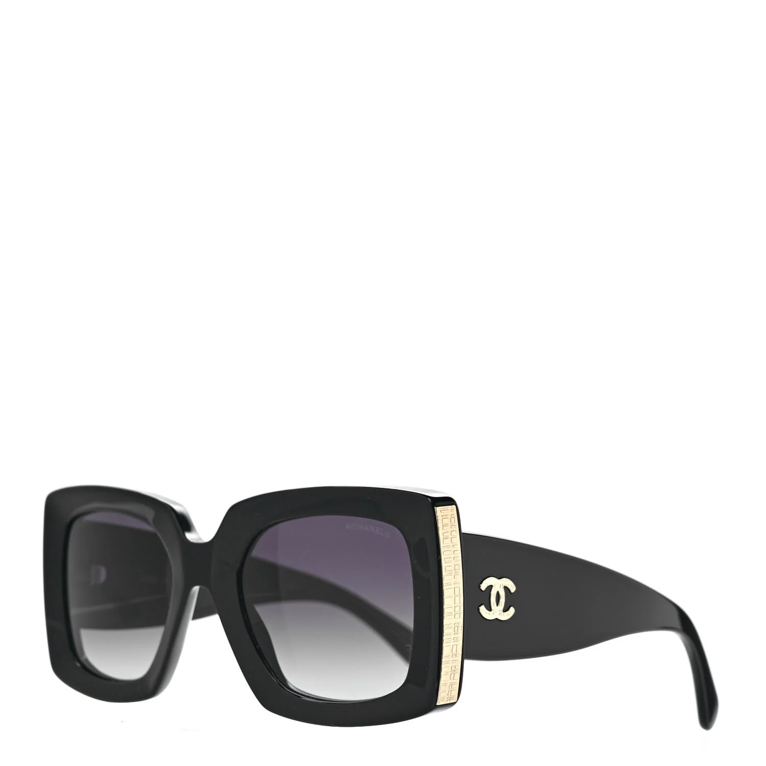 CHANEL Acetate Rectangle Sunglasses 5435 Black | FASHIONPHILE (US)