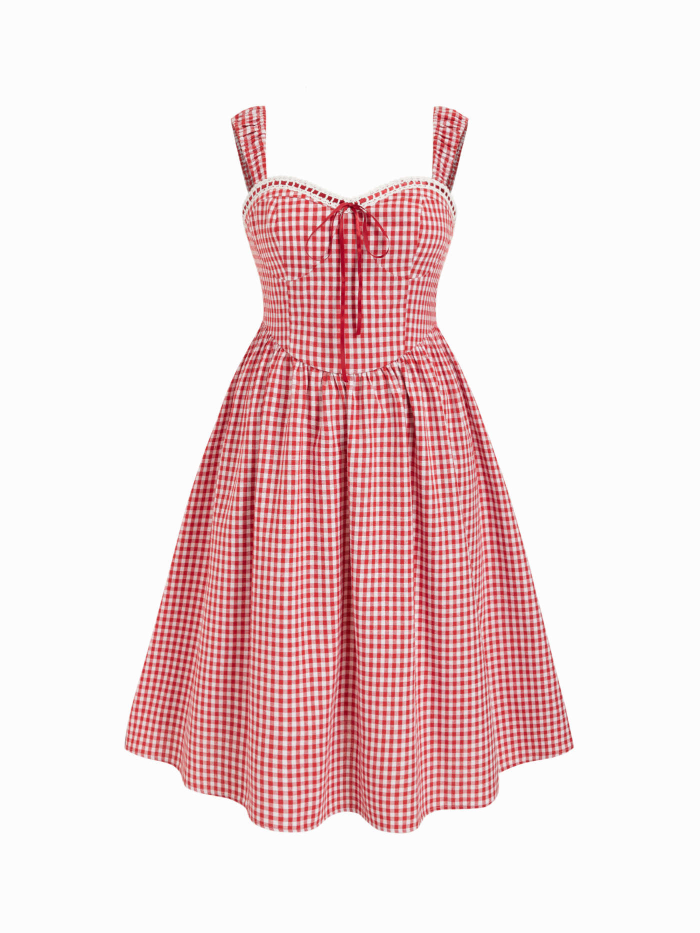 Cotton-blend Gingham Sweetheart Ruched Midi Dress Curve & Plus | Cider