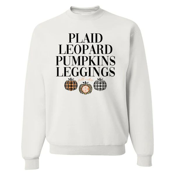 Monogrammed 'Plaid, Leopard, Pumpkins' Crewneck Sweatshirt | United Monograms