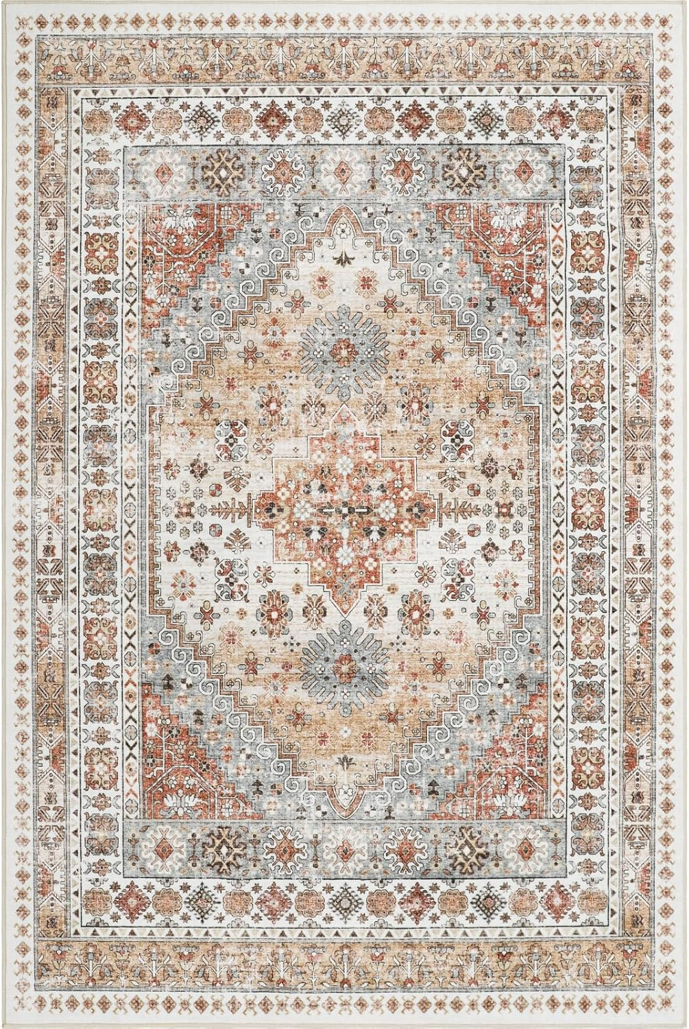zesthome 8x10 Area Rugs for Living Room,Non-Slip Backing Washable Rugs,Vintage Large Area Rug，S... | Amazon (US)