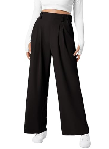 EVALESS Women's Wide Leg Pants Elastic High Waisted Waffle Knit Casual Palazzo Pants Trousers wit... | Amazon (US)