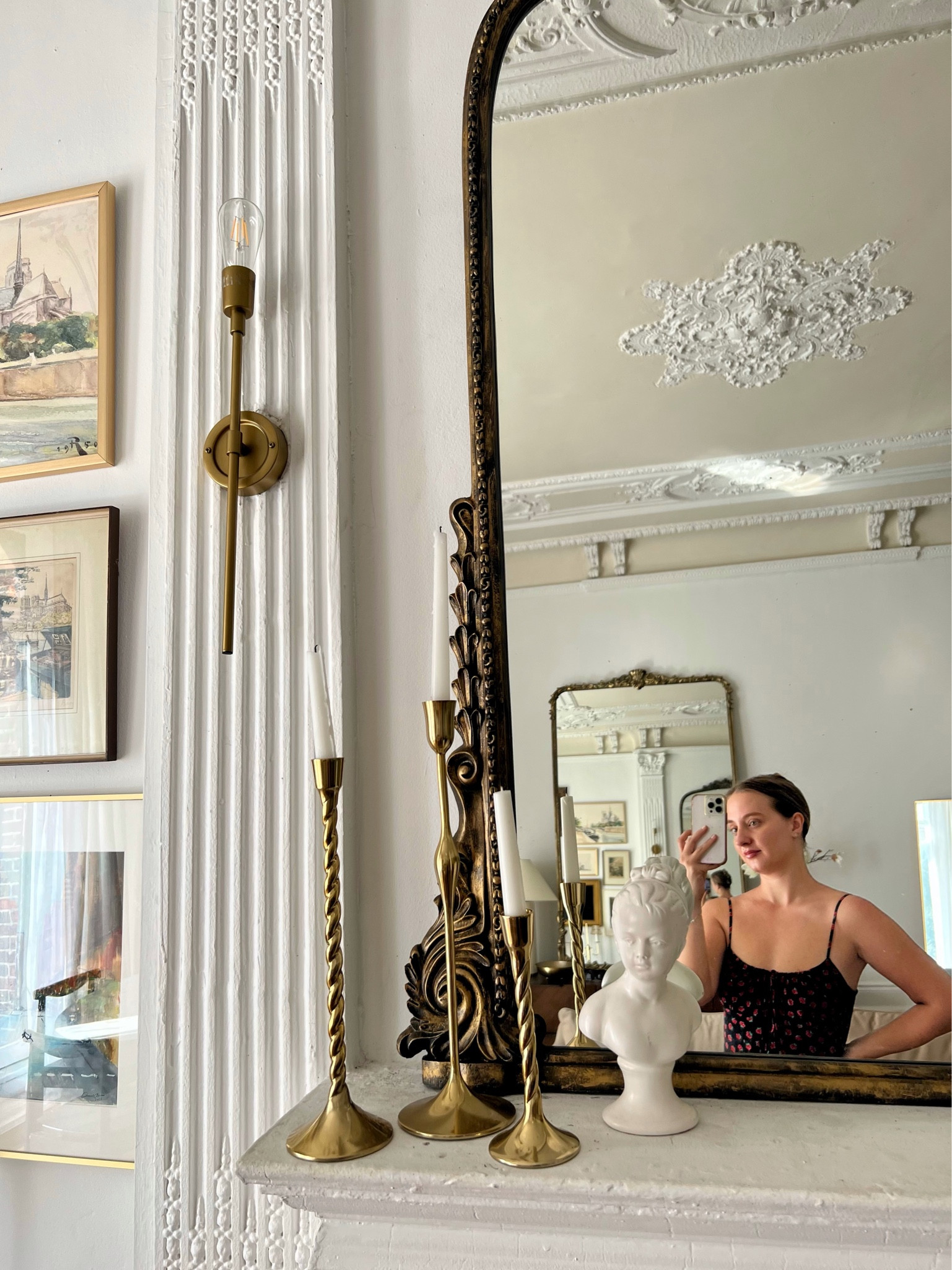 Brass candlesticks, mirror, sconces 

#LTKhome #LTKstyletip #LTKFind