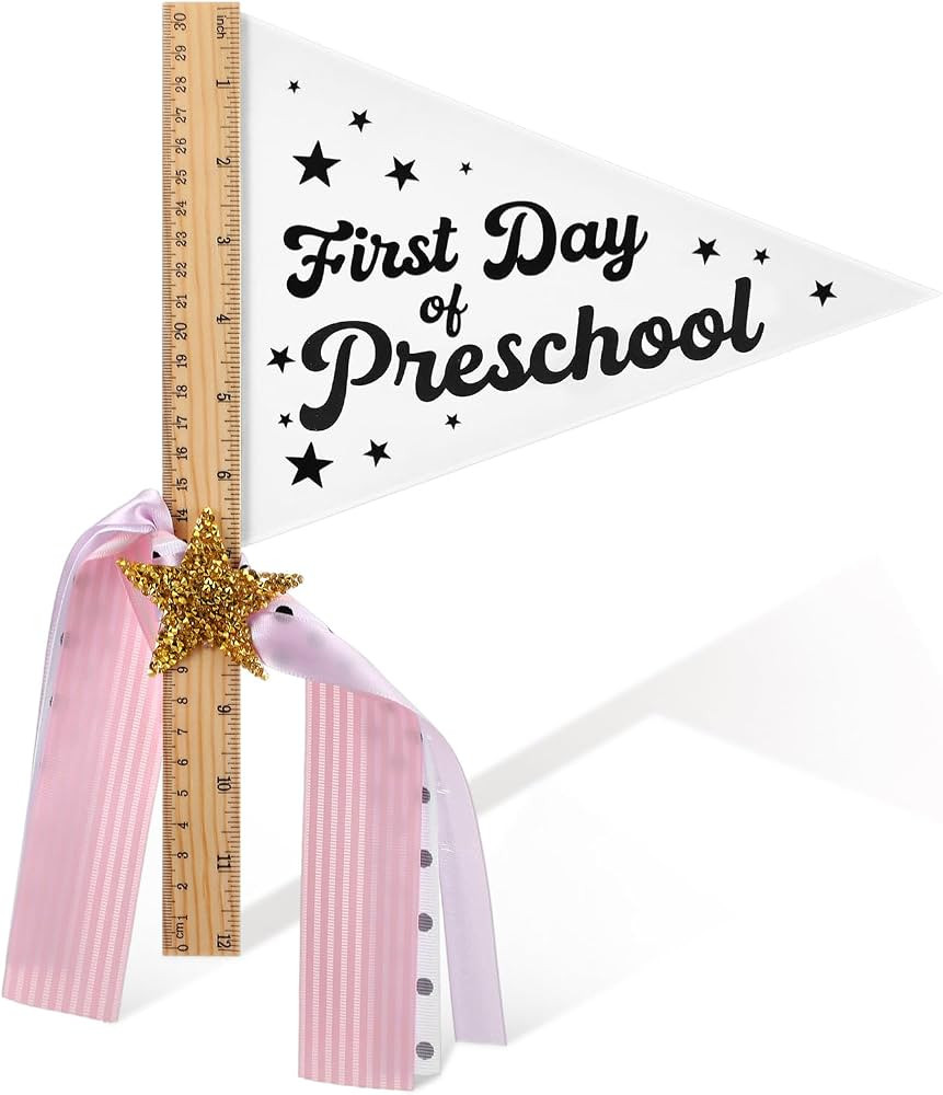 Epakh First Day of School Flags Pre K Pennant Flag Preschool Pennants Sign with Ribbons for Teach... | Amazon (US)