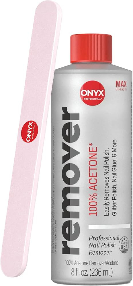 Onyx Professional 100% Pure Acetone Nail Polish Remover Kit with 7 inch Nail File, 8 fl oz - Made... | Amazon (US)