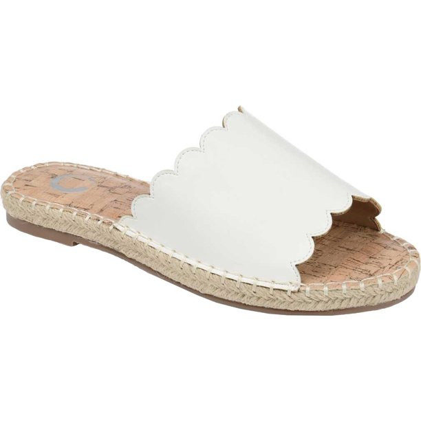 Women's Journee Collection Marjan Espadrille Slide White Faux Leather 8.5 M - Walmart.com | Walmart (US)
