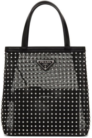 Prada - Black Mesh Studded Tote | SSENSE
