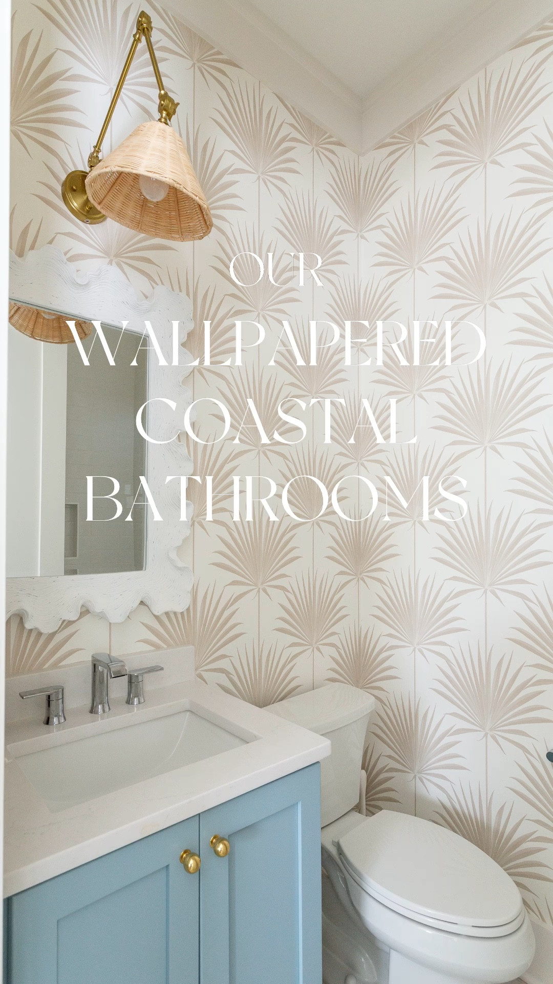 Sharing the before and after of our wallpapered coastal bathrooms on the blog today! Includes ocean striped wallpaper, blue striped wallpaper, and neutral fan palm wallpaper! Get all the details here: https://lifeonvirginiastreet.com/coastal-bathroom-wallpaper/.
.
#ltkhome #ltkseasonal #ltkfindsunder50 #ltksalealert #ltkfindsunder50 #ltkfindsunder100 #ltkstyletip #ltkvideo Serena & Lily wallpaper, wallpaper ideas, coastal bathroom design 

#LTKHome #LTKSeasonal #LTKVideo