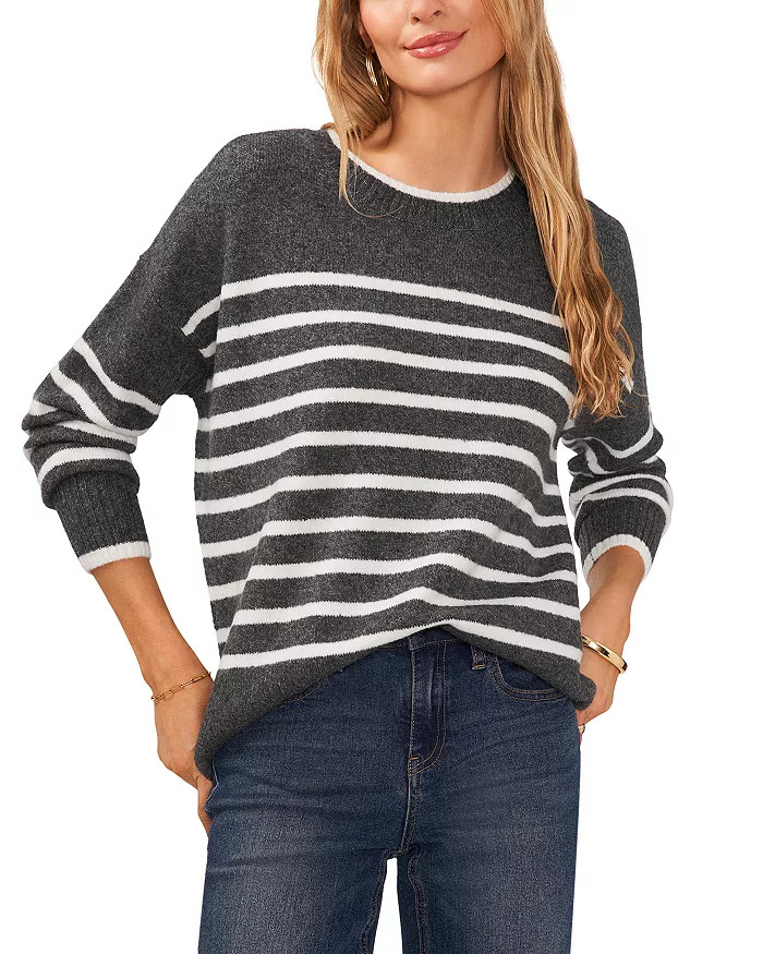 Round Neck Stripe Print Sweater | Bloomingdale's (US)