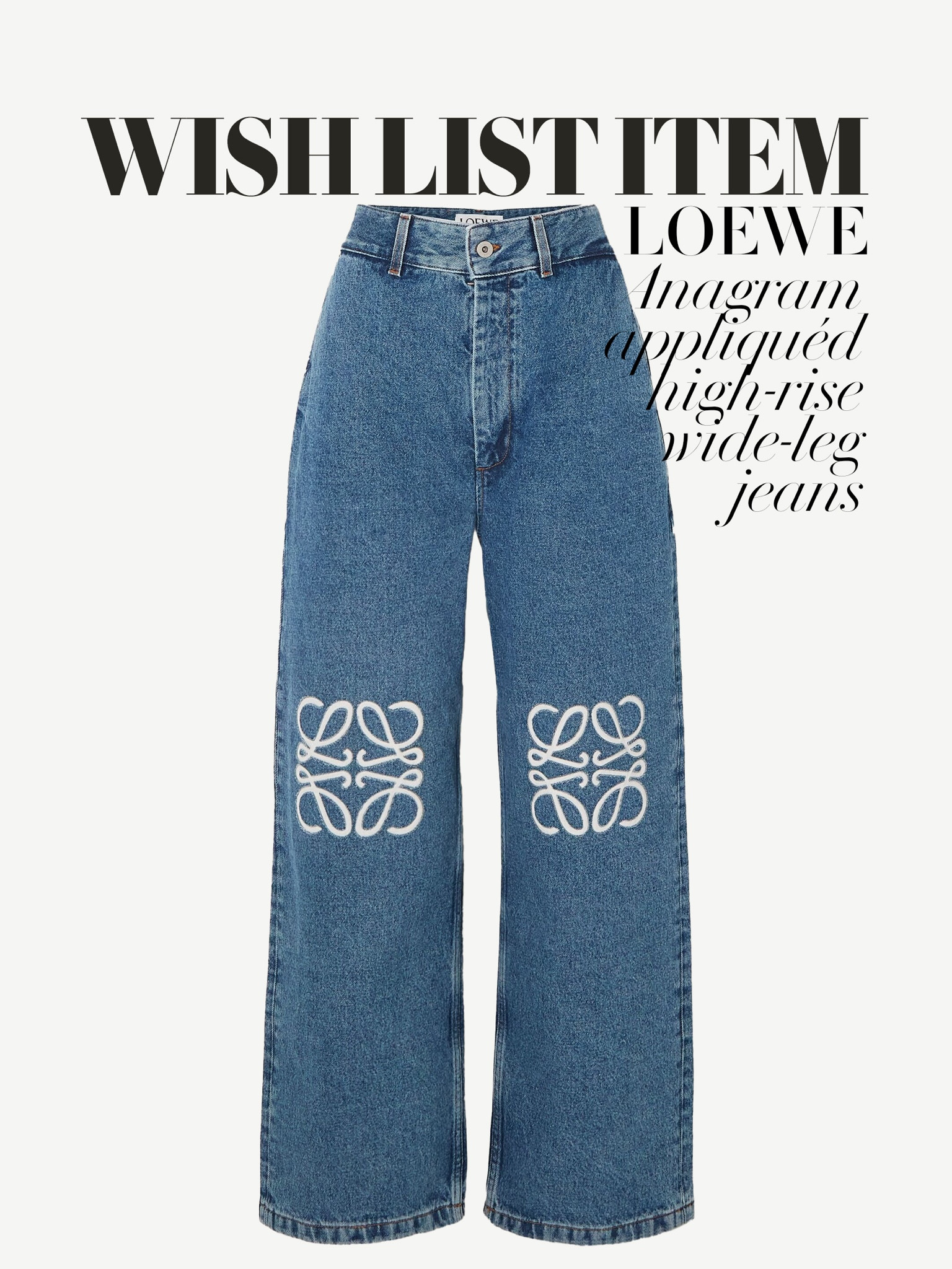 Some new Loewe pieces I spotted on Net a Porter… these jeans are a great wide legged update of last year’s must-haves 💎
Anagram appliquéd high-rise wide-leg jeans | Designer denim | Capsule wardrobe | Blue


#LTKSeasonal #LTKover40 #LTKstyletip