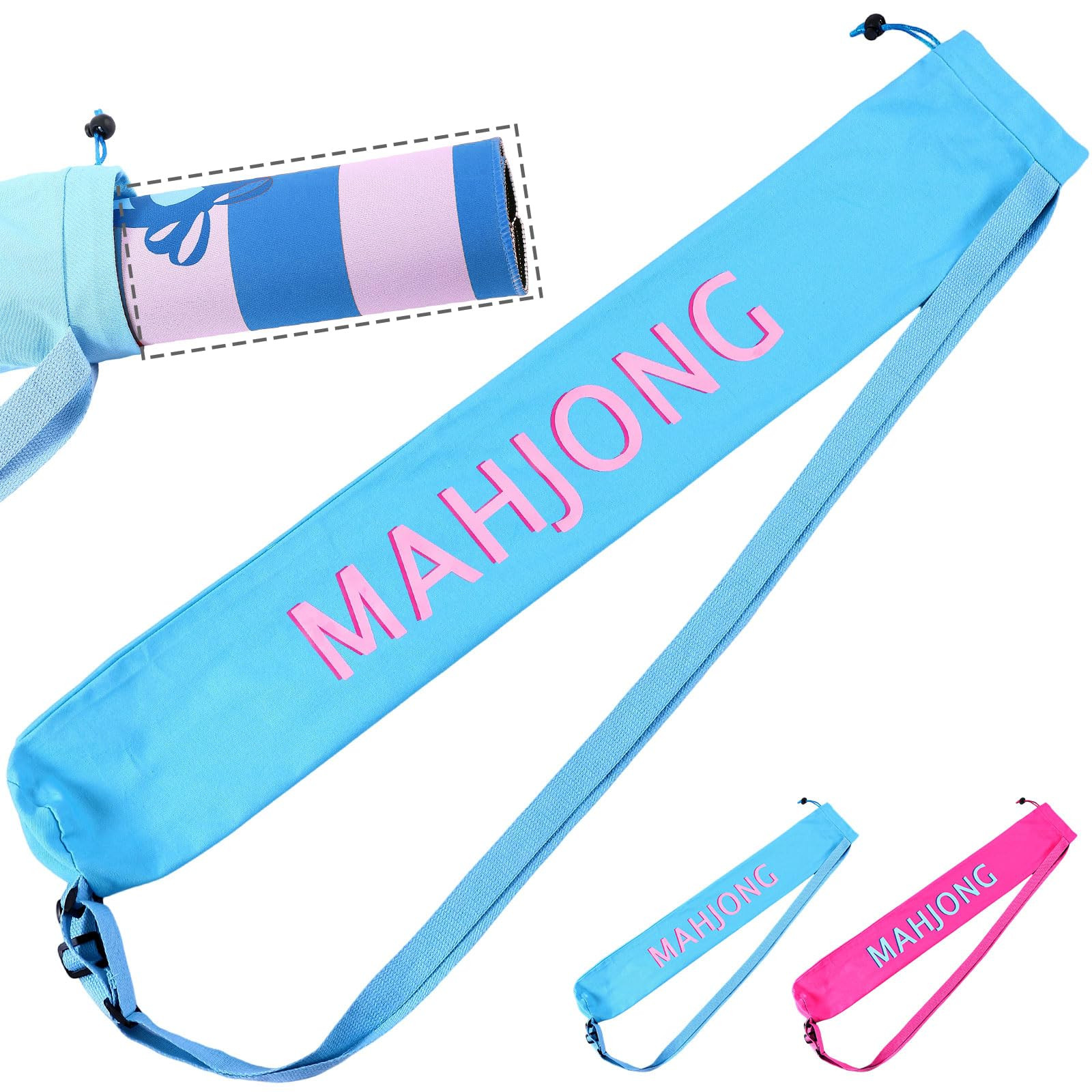 34 Inch Long Mahjong Mat Bag Cute Double Strapped Canvas Drawstring Mahjong Holder Lightweight Ou... | Amazon (US)