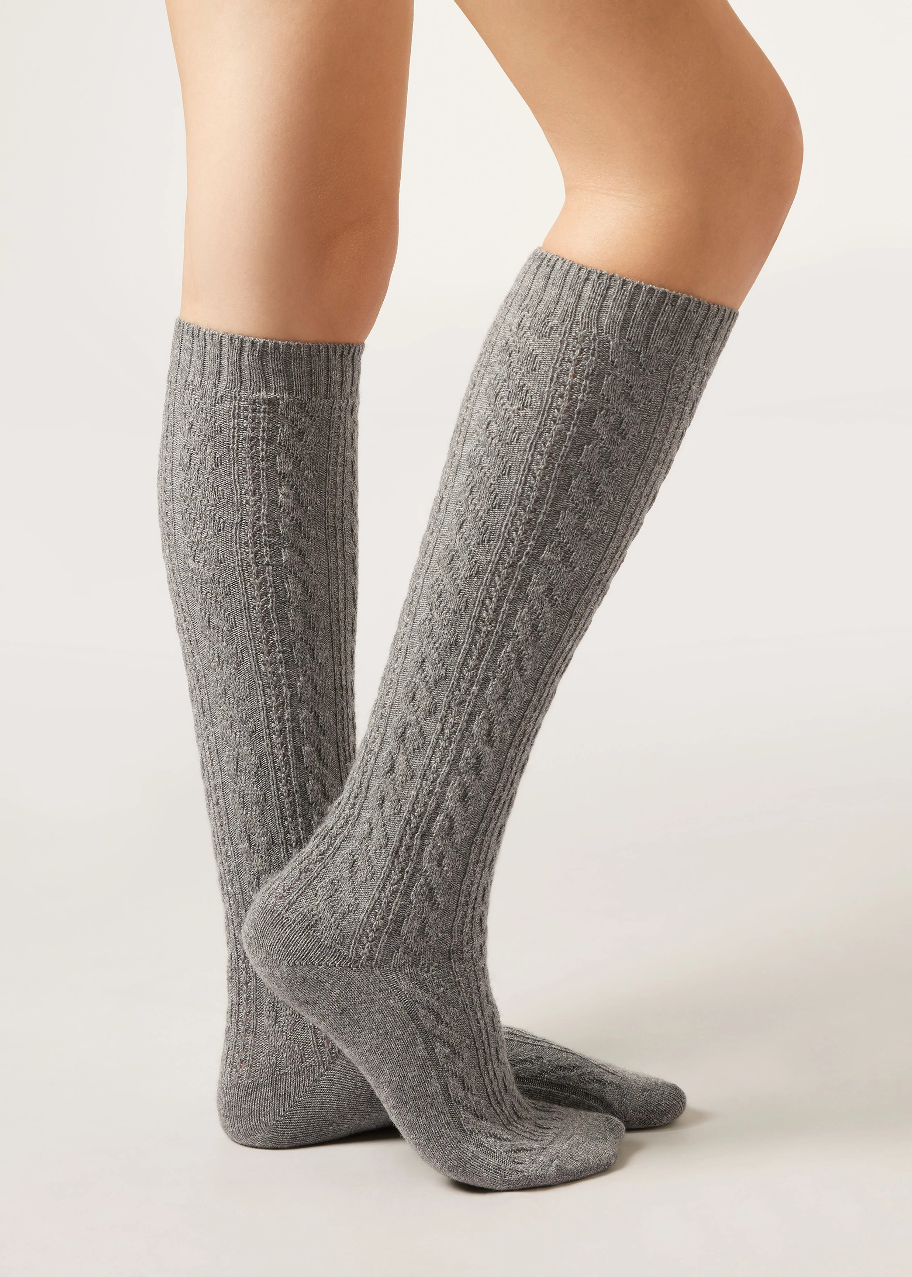 Cable Knit Cashmere Long Socks | Calzedonia US