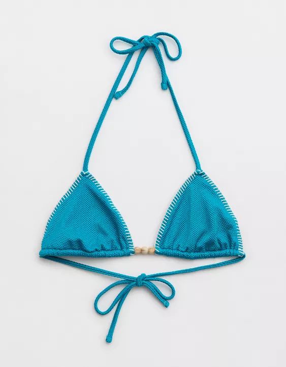 Aerie Shine Pique String Triangle Bikini Top | Aerie