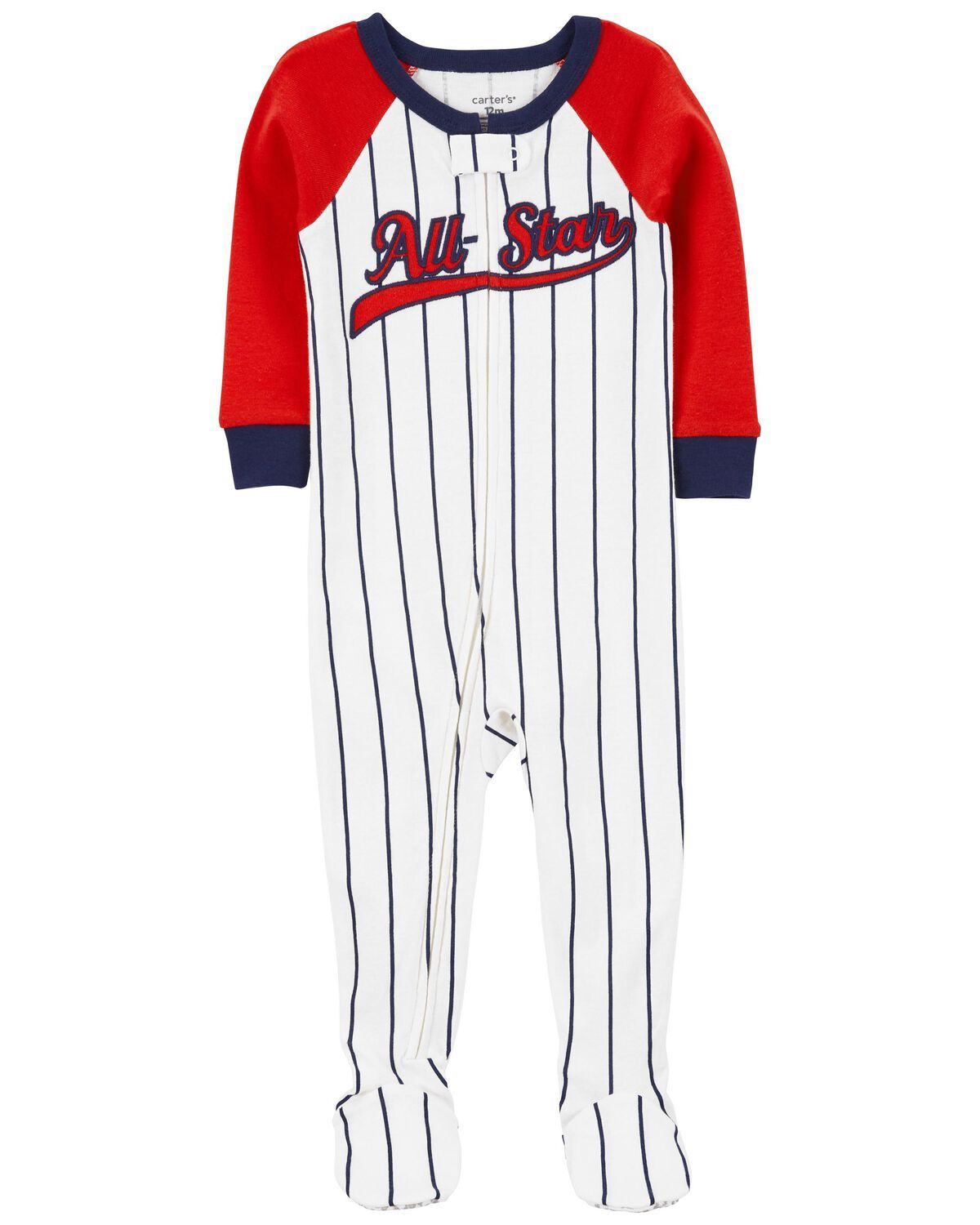 White Baby 1-Piece Baseball Snug Fit Cotton Footie PJs | carters.com | Carter's