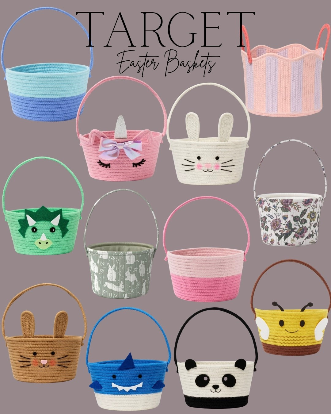 Target has Easter baskets out! 

Easter basket for kids 
Bunny Easter basket 
Character Easter basket 
Boys Easter basket 
Girls Easter basket 

#LTKBaby #LTKmomlife #LTKKids