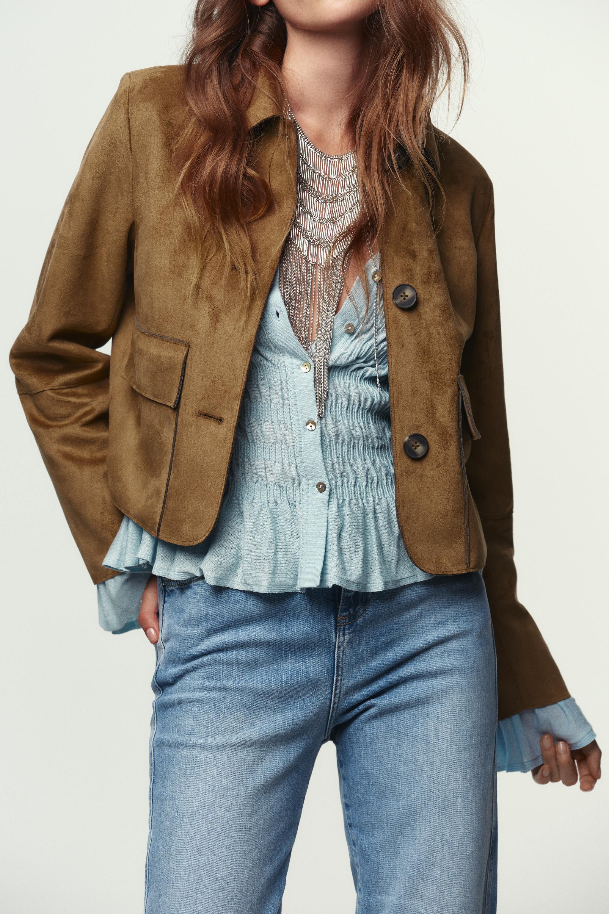 FAUX SUEDE CROPPED JACKET | Zara US