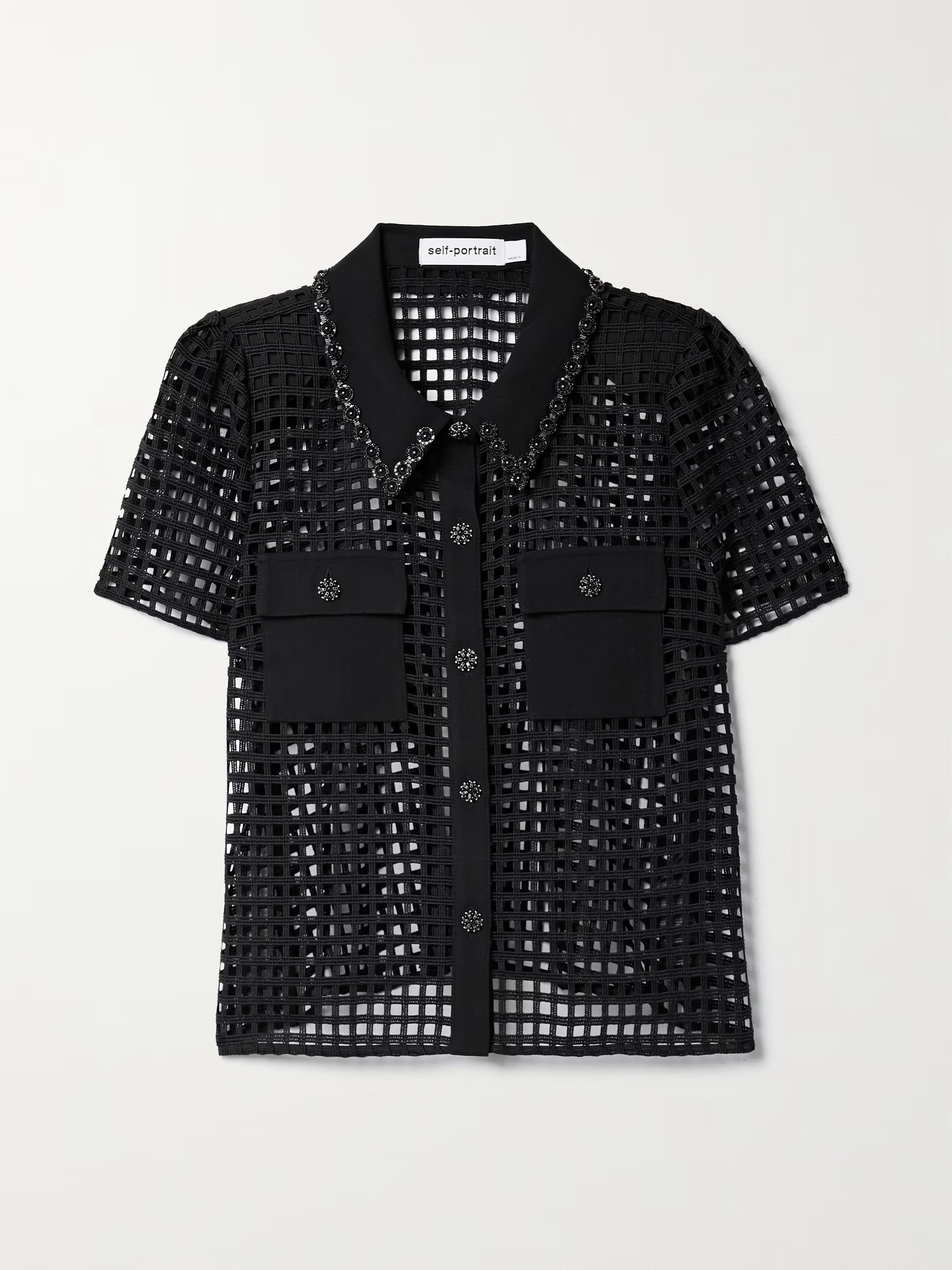 Embellished crepe and guipure lace shirt | NET-A-PORTER (US)