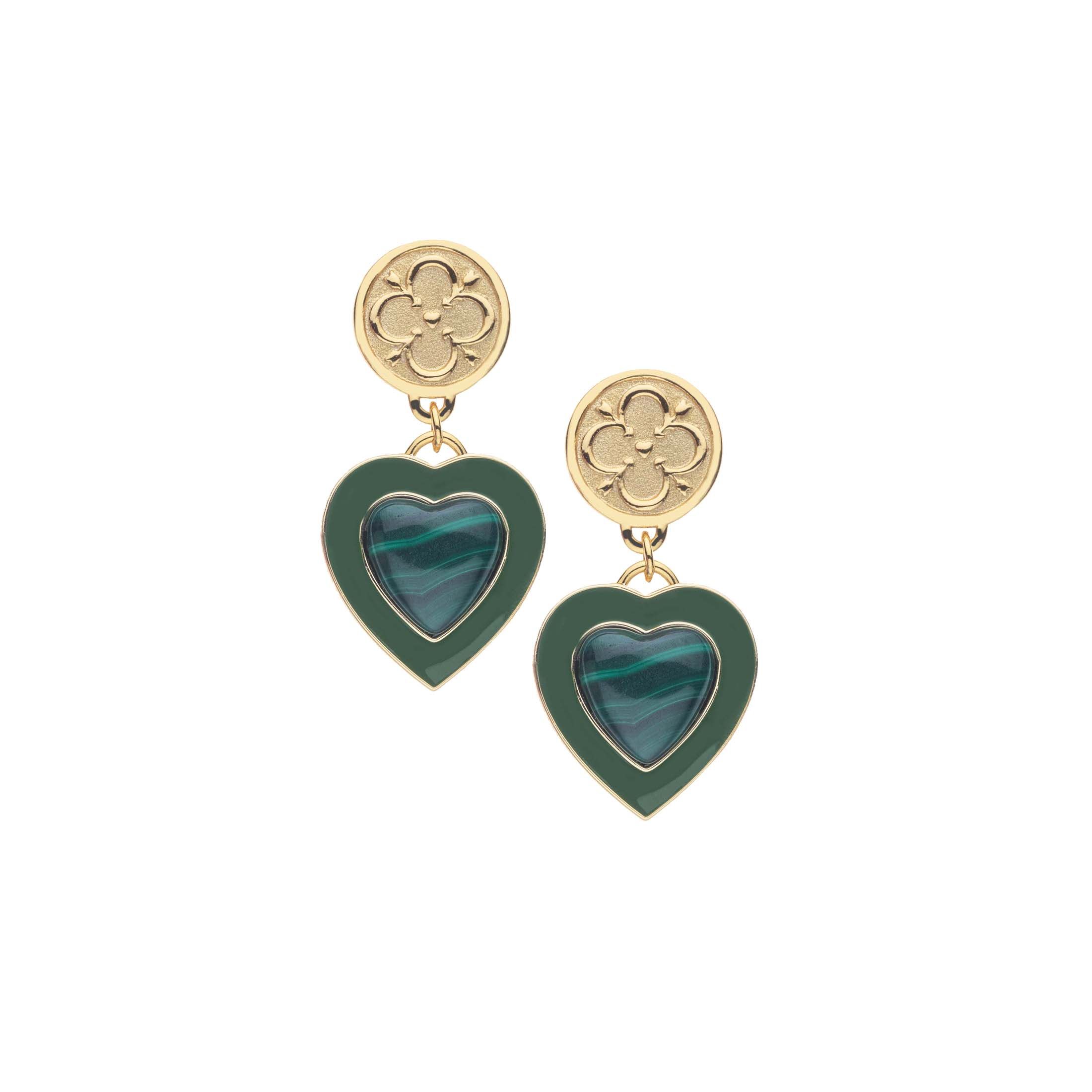 LOVE Enchanted Heart Earring in Malachite | Jane Win