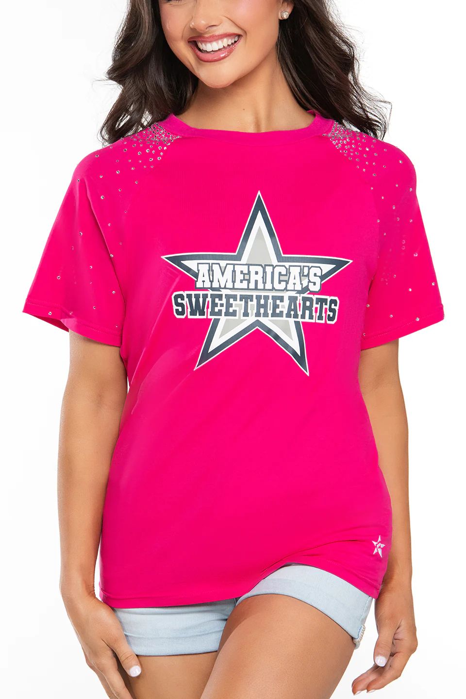 America's Sweethearts Tee with Crystals in Pink | Rebel Athletic