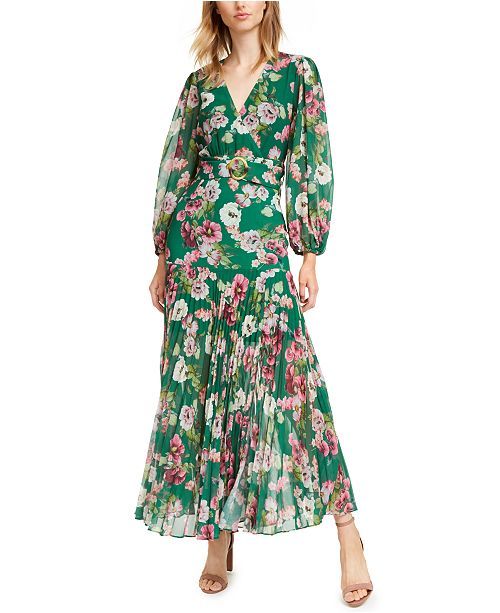 Pleated Floral-Print Maxi Wrap Dress | Macys (US)