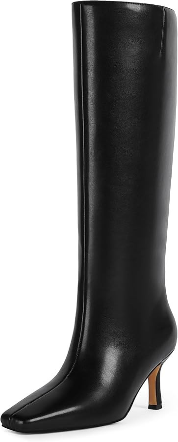 Knee High Boots for Women Stiletto Heel Square Toe Tall Boots with Side Zipper for Fall Dressy Fa... | Amazon (US)