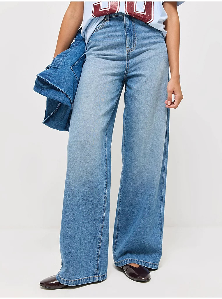 Mid Wash Wide Leg Jeans | George