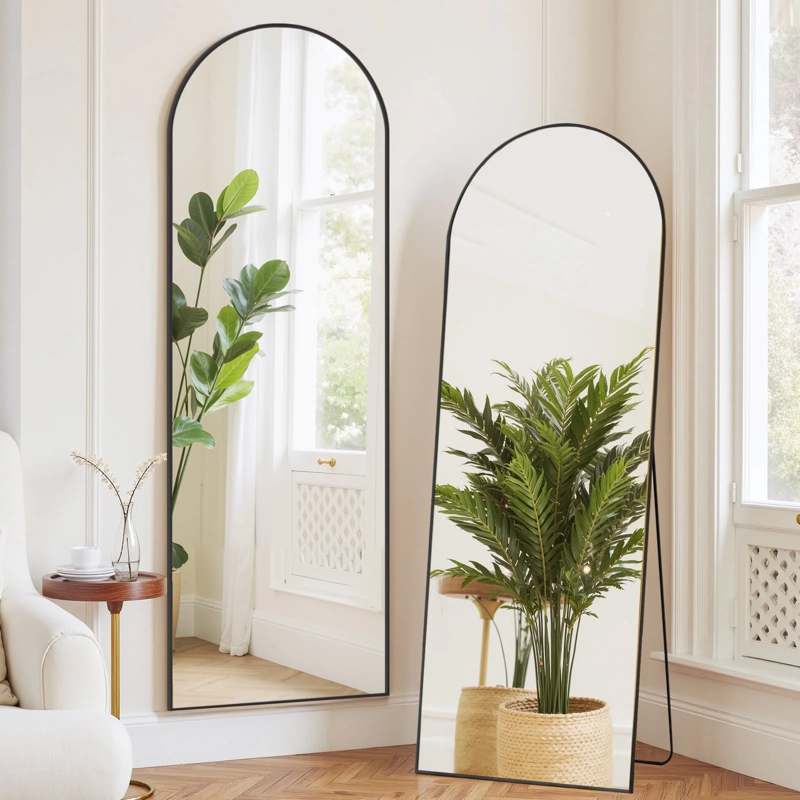 64"x21" Arched Full Length Mirror with Stand, Shatterproof Floor Mirror for Bedroom, Living Room,... | Walmart (US)