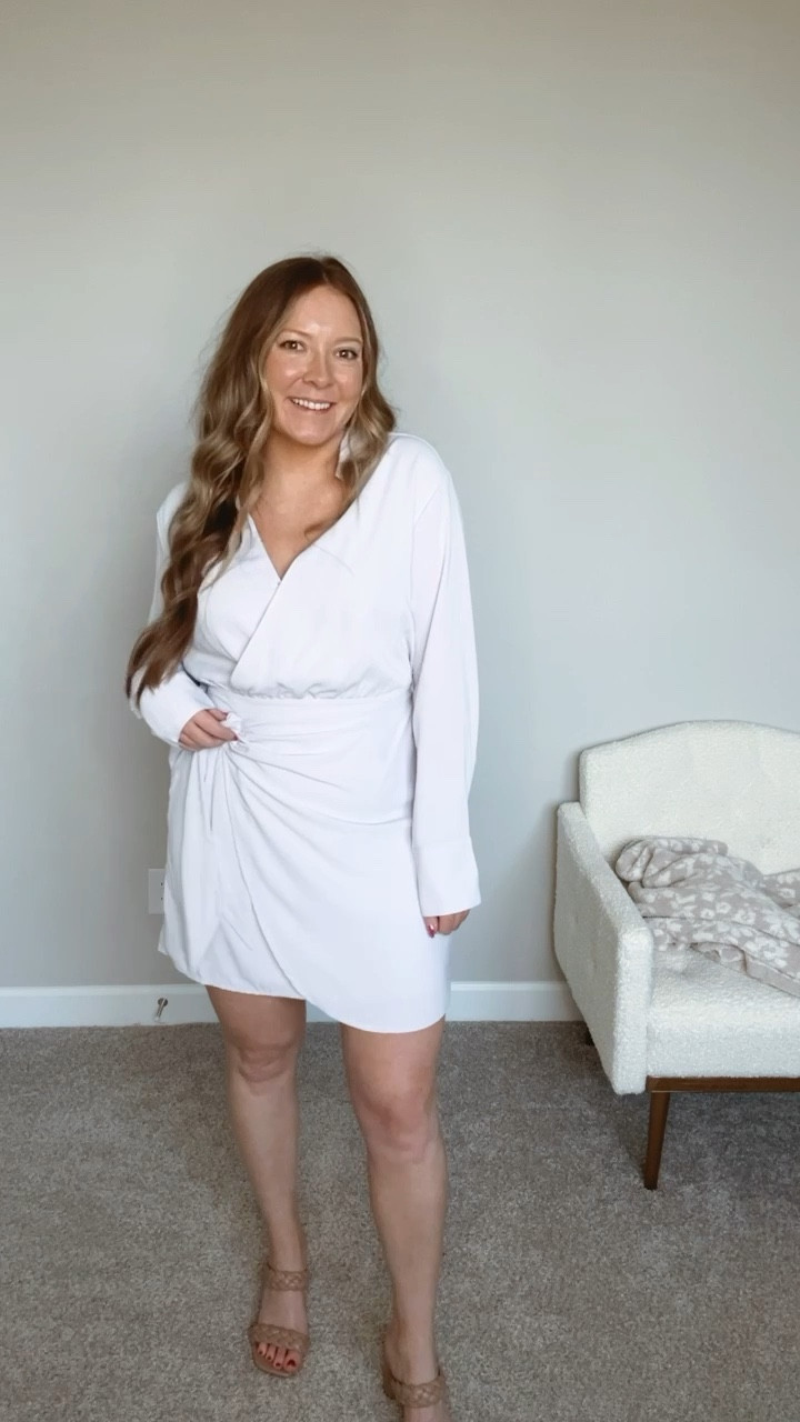 Lilac wrap shirt dress - wearing my tts medium 
Has a side zipper and a hook and eye to keep the chest closed 

#LTKSpringSale #LTKVideo #LTKfindsunder100