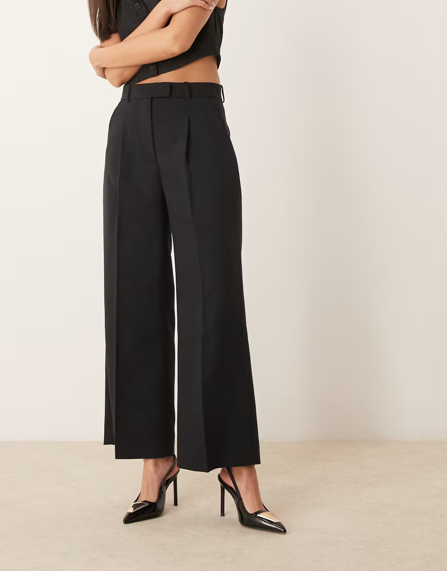 Abercrombie & Fitch wide leg tailored trousers in black | ASOS (Global)
