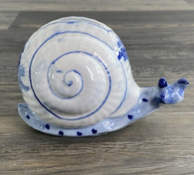 Ceramic Snail Piggy Bank Blue Floral  | eBay | eBay US