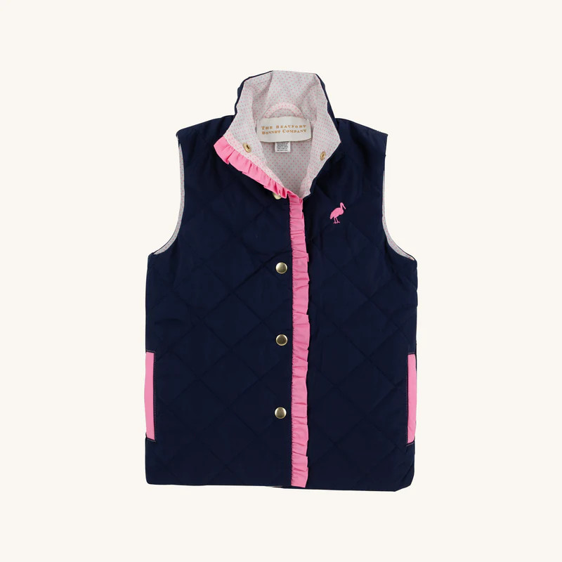 Vaughn Vest - Nantucket Navy with Hamptons Hot Pink Micro Dot | The Beaufort Bonnet Company