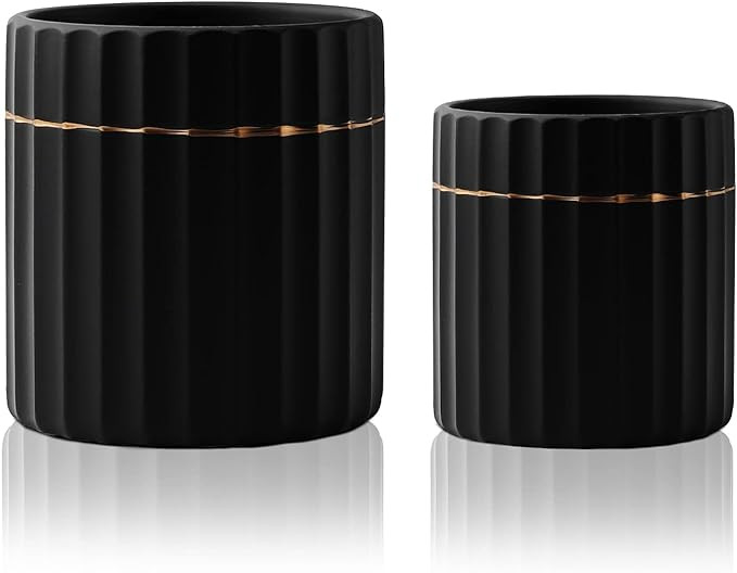 Mozing 2 Pack Ceramic Plant Pots Indoor - Set 4.8 + 6 Inch Planter Pot - Modern Flower Pot with D... | Amazon (US)