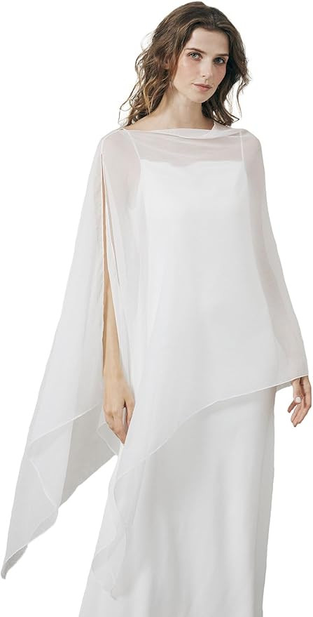 BEAUTELICATE Sheer Bridal Shawl for Wedding Dress 3 Multi-ways Shawl Bridesmaids Capelet Scarf | Amazon (US)