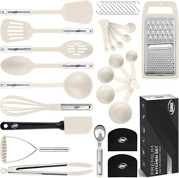 Kitchen Utensils Set 35 PCS Cooking Utensils Set, Nonstick and Heat Resistant Nylon Stainless Ste... | Amazon (US)