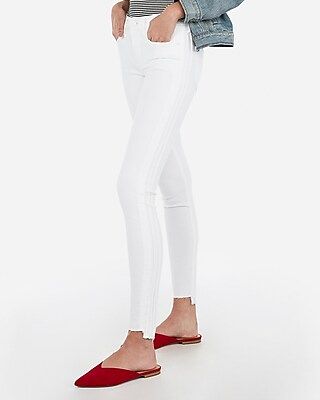 Express Womens Petite Mid Rise White Side Detail Ankle Jeans, Women's Size:00 Petite White 00 Petite | Express