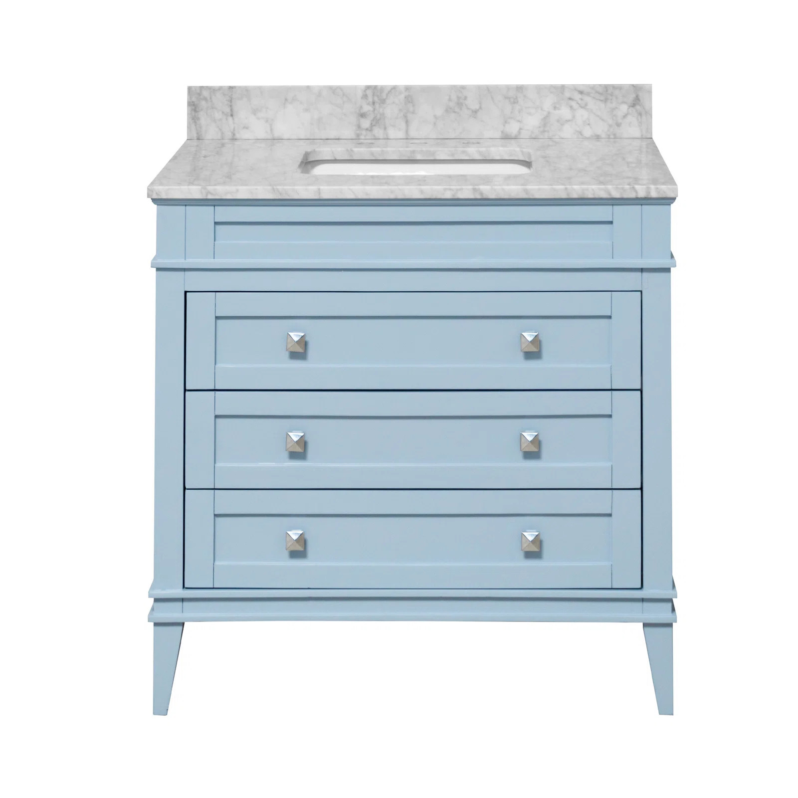 Frankfurt 36" Single Bathroom Vanity with Powder Blue Cabinet and Carrara Marble Countertop | Wayfair North America